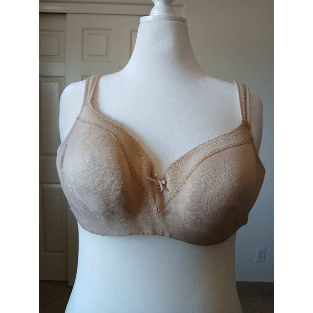Cacique 244398 Modern Lace Lightly Lined Balconette Bra 42C Beige‎